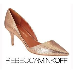 Rebecca Minkoff Rose Gold Textured D'Orsay Slip On Shoes Heels Size 81/2 M